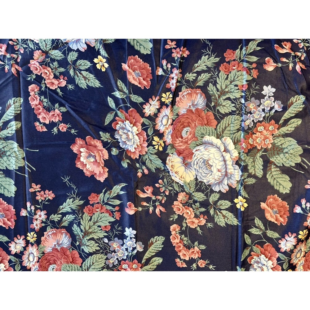 House N Home Draperies Blue Pink White Floral Upholstery Fabric ~2 Yd x 55'